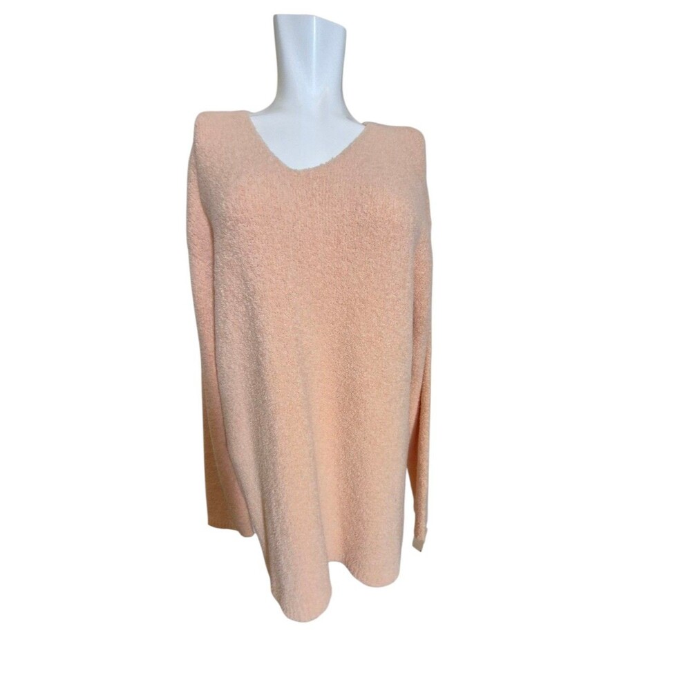 Liz Claiborne VTG 90s Y2K Wool Sweater Oversized V-neck Tunic Peach sz M NEW